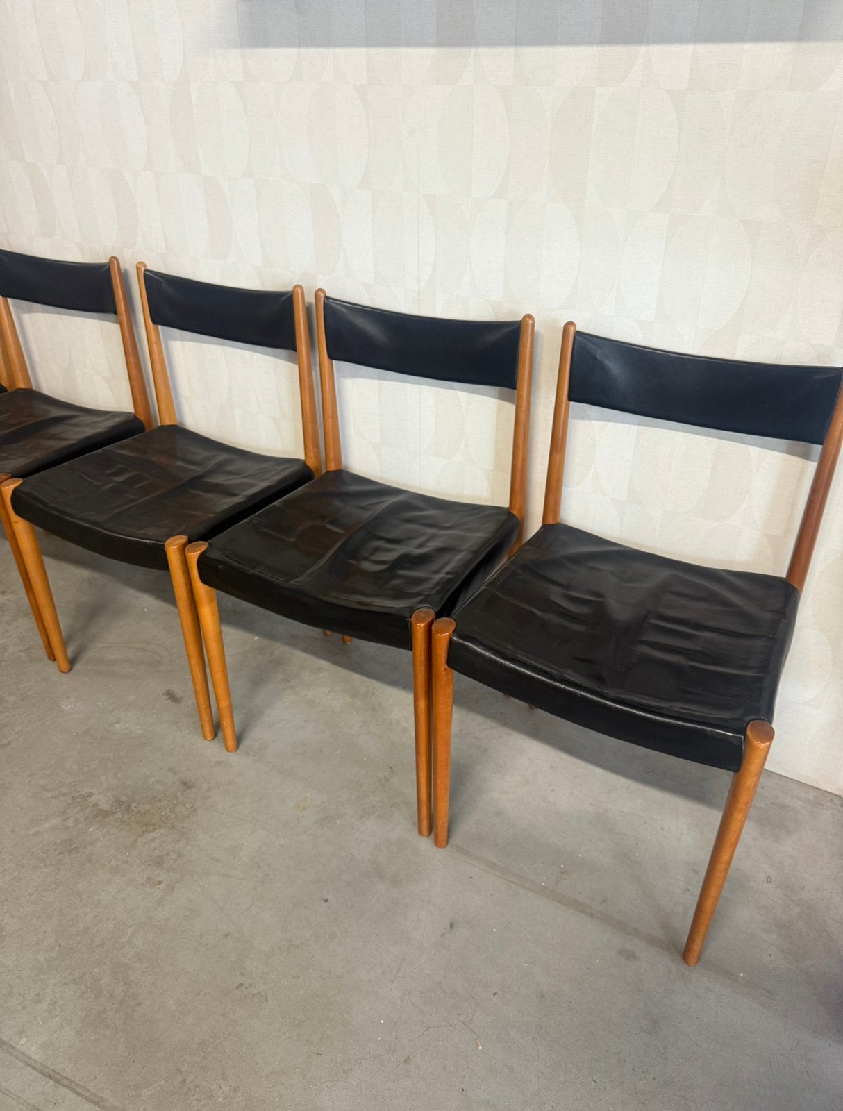 Vintage set Lübke stoelen 5 stuks mid century skai, Ophalen