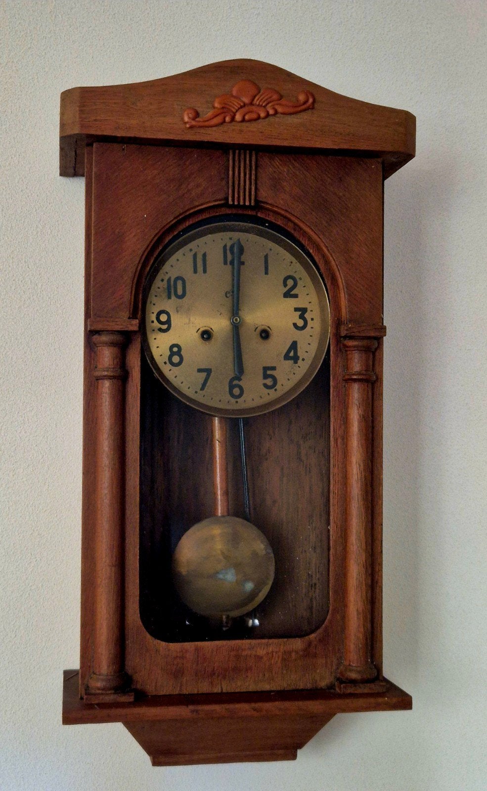 Antieke houten bakregulateur wandklok, Ophalen of Verzenden