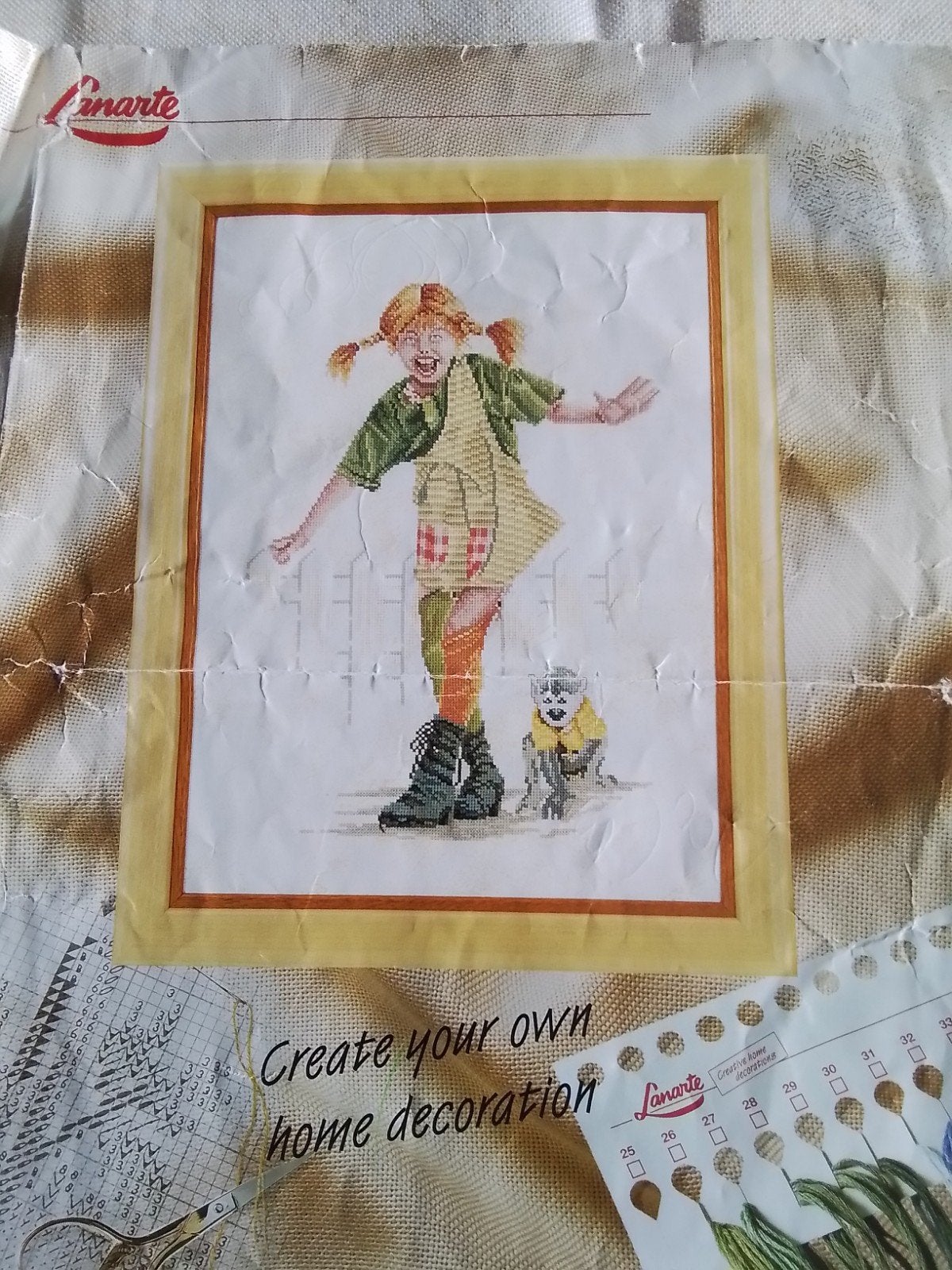 Zeldzaam borduurpakket van lanarte, pippi langkous, wel wat, Hobby en Vrije tijd, Borduren en Borduurmachines, Ophalen of Verzenden