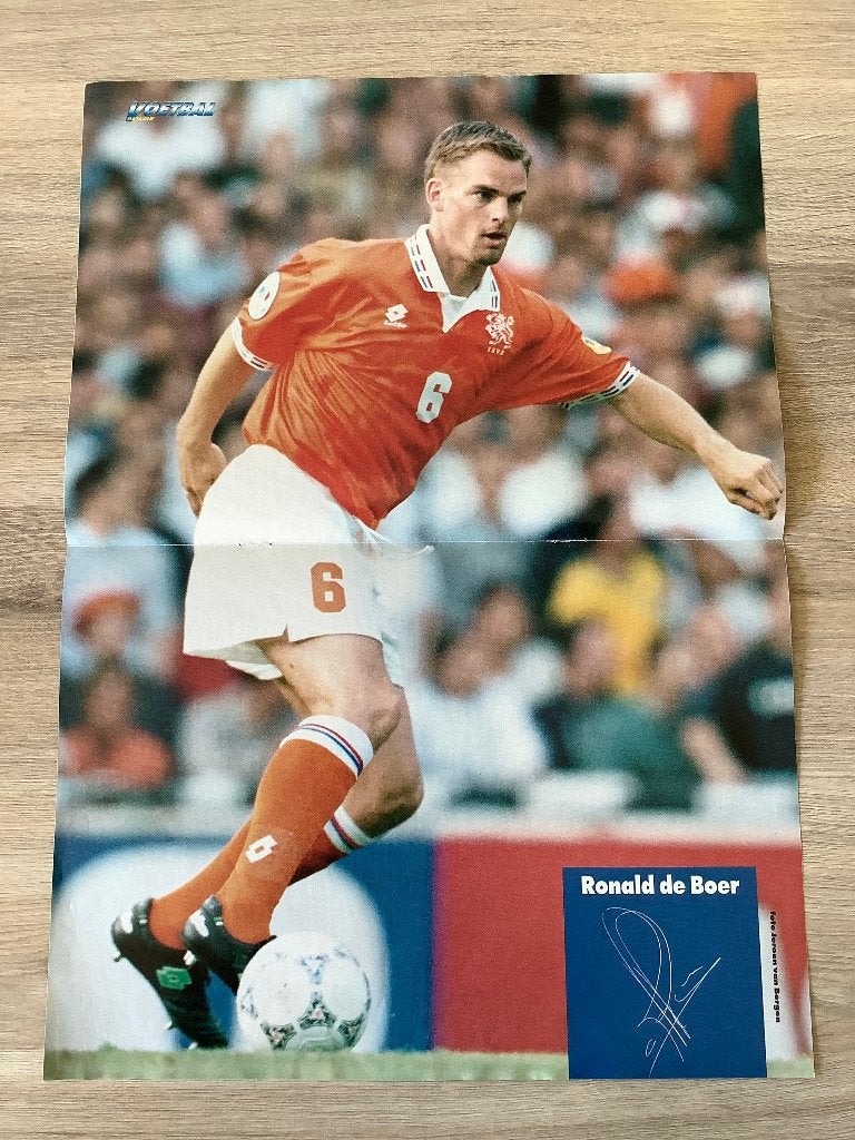 Poster Ronald De Boer bij Oranje, Ophalen of Verzenden, Zo goed als nieuw, Overige binnenlandse clubs, Poster, Plaatje of Sticker