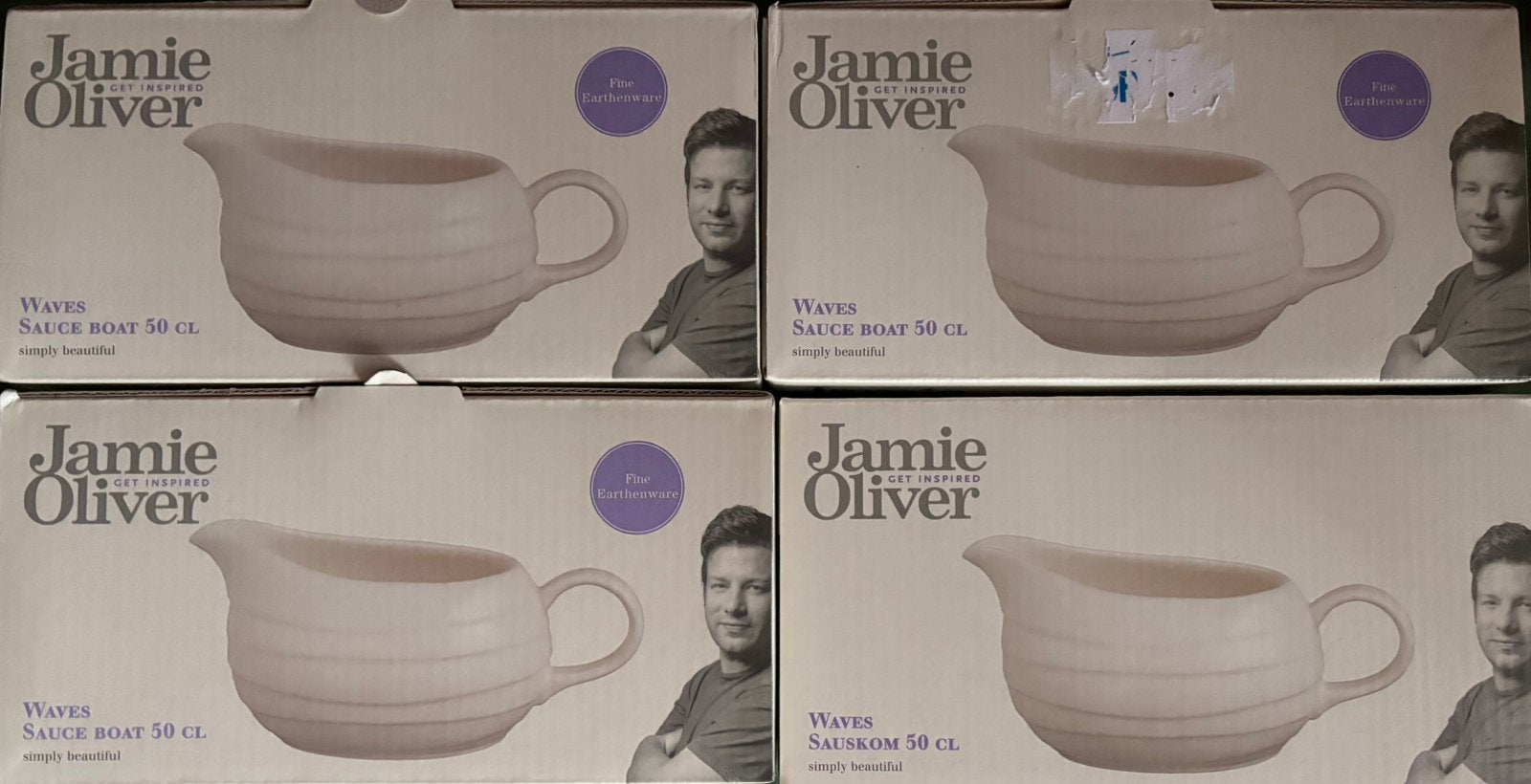 5x Jamie Oliver waves sauskommen beige 50cl beige origineel, Ophalen, Overige merken, Nieuw, Kom(men)