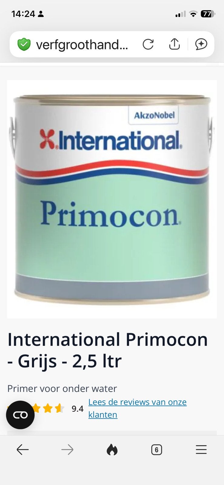 Primocon international 2,5 liter nieuw ongeopend blik, Ophalen of Verzenden, Nieuw, Verven
