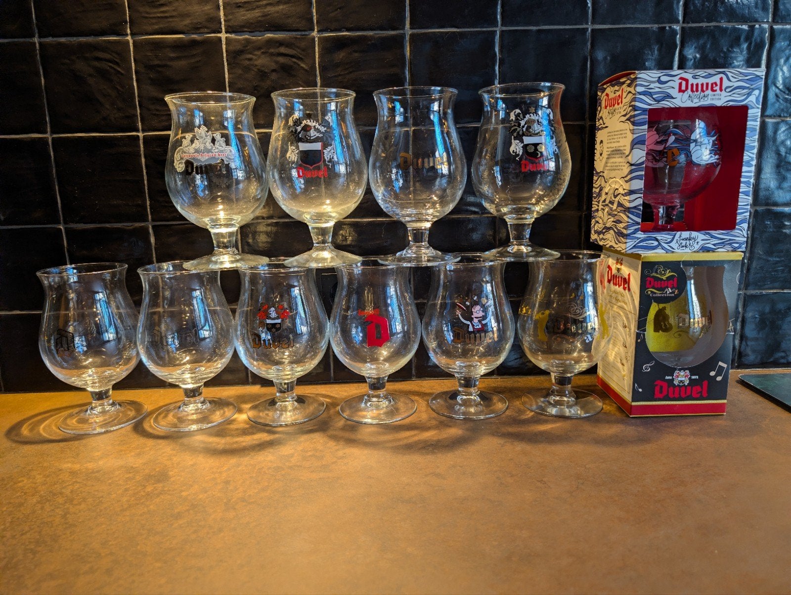 Unieke Duvel limited special edition bierglazen, Ophalen of Verzenden, Zo goed als nieuw, Bierglas
