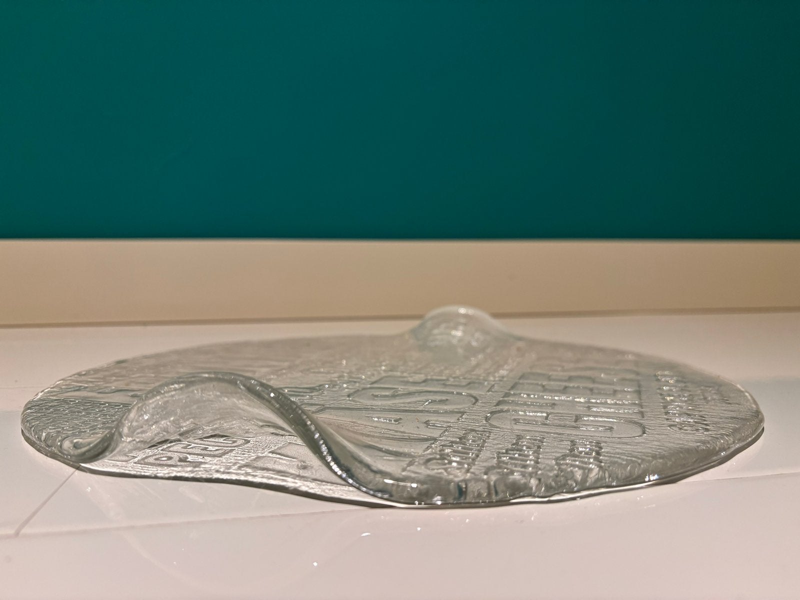 Glazen Kaasplank met Kaassoorten Reliëf - Vintage Design, Antiek en Kunst, Ophalen of Verzenden