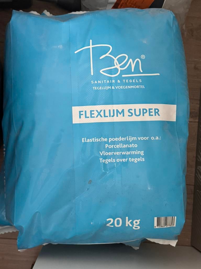 Ben Flexlijm Super Tegellijm 3 zakken van 20kg, Ophalen, Overige typen, Nieuw, Minder dan 20 cm