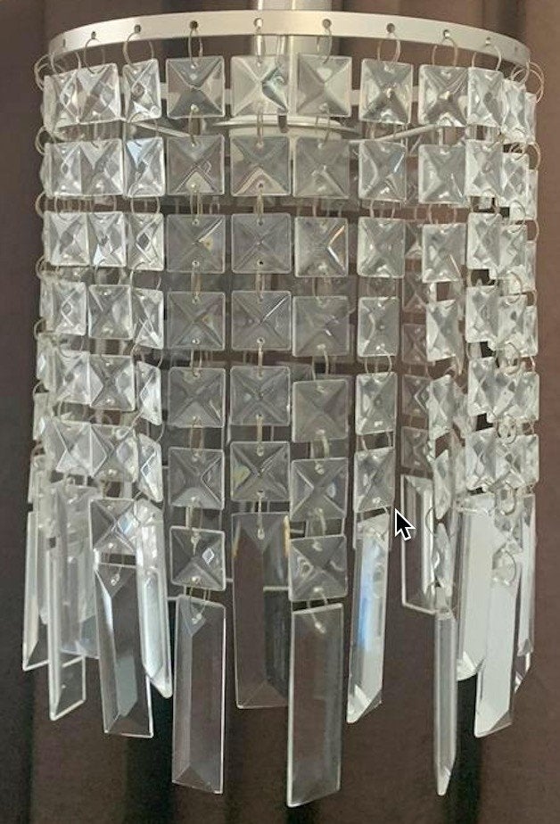 Set van 3 kristallen hanglampen te koop, Ophalen, Metaal