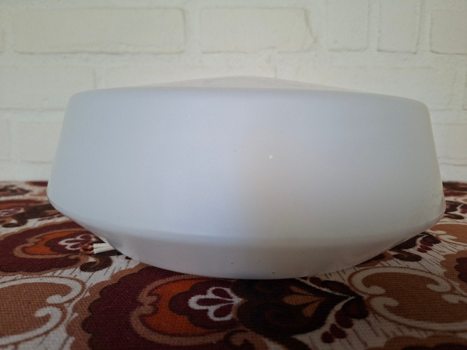 Vintage retro plafonniere plafondlamp wandlamp RZB jaren 60., Huis en Inrichting, 25 cm, Zo goed als nieuw, Wit, Glas