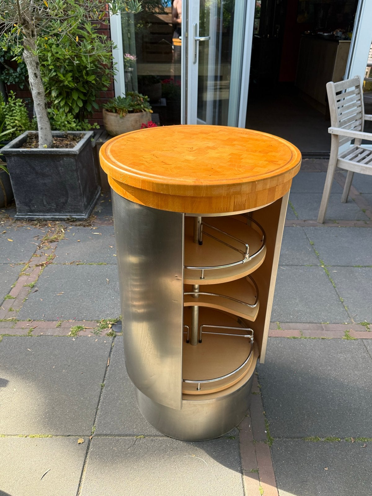 Vintage Design Hakblok / Butcher Block met Draaiplateaus, Ophalen, Gebruikt, Hout, Overige merken