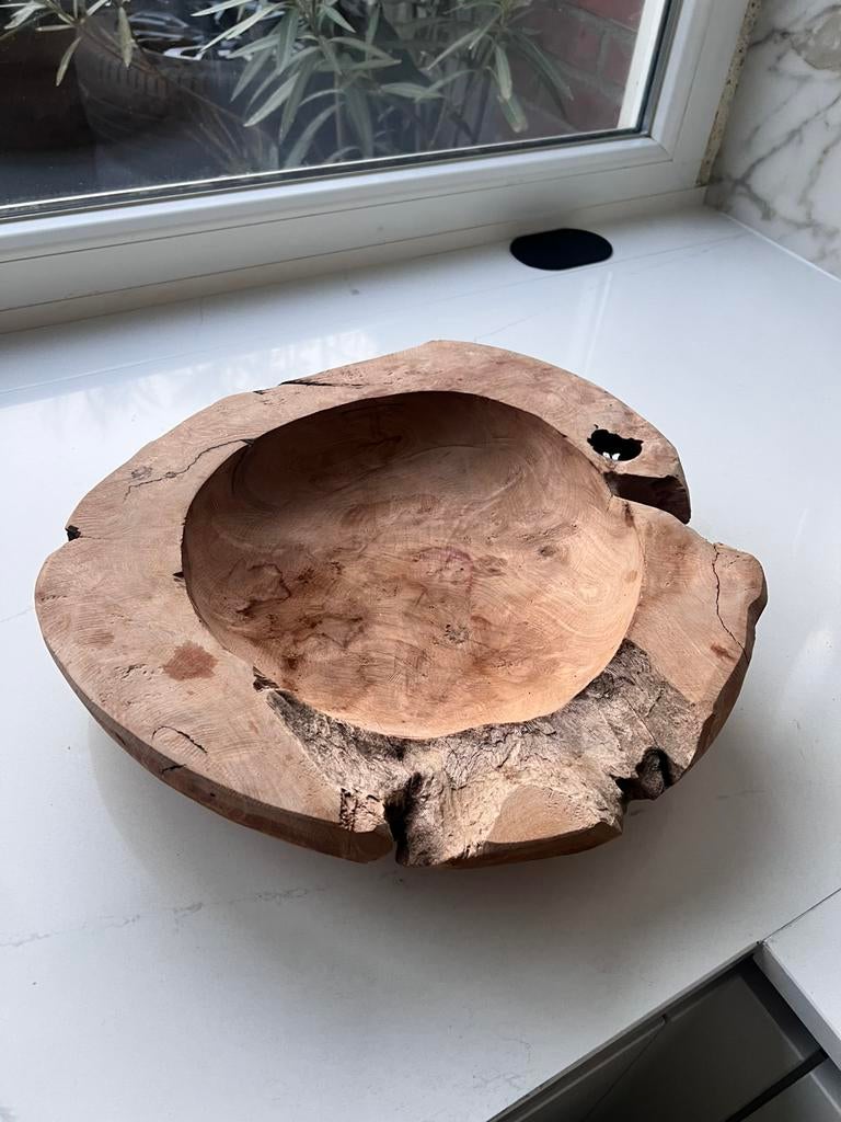 MASSIEF TEAK HOUTEN SCHAAL FRUITSCHAAL TEAK HOUT, Schaal, Rond, Ophalen of Verzenden, Zo goed als nieuw