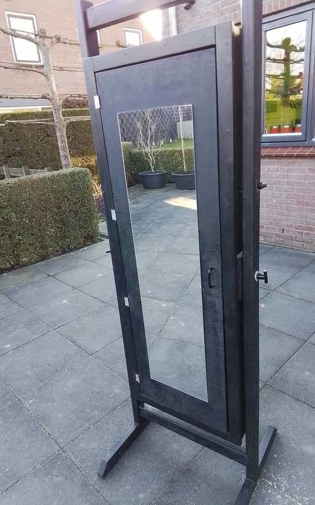 💐ZWARTE VERSTELBARE SPIEGELKAST-SIERADENKAST-PASSPIEGEL, Ophalen