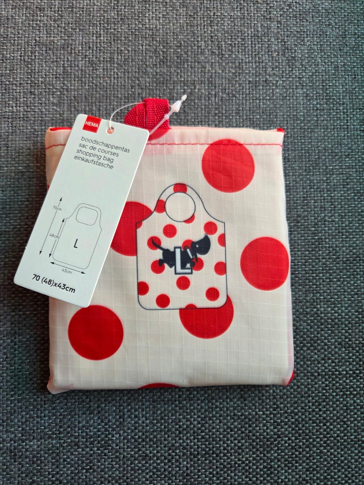Nieuwe HEMA boodschappentas Takkie met rode stippen, maat L, Sieraden, Tassen en Uiterlijk, Ophalen of Verzenden, Nieuw, Rood