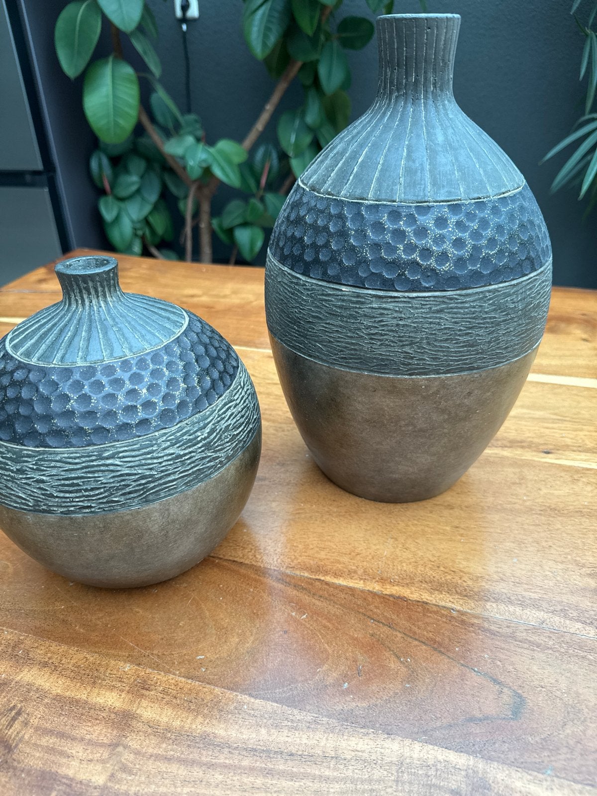 Set van 2 handgemaakte decoratieve vazen, Ophalen of Verzenden