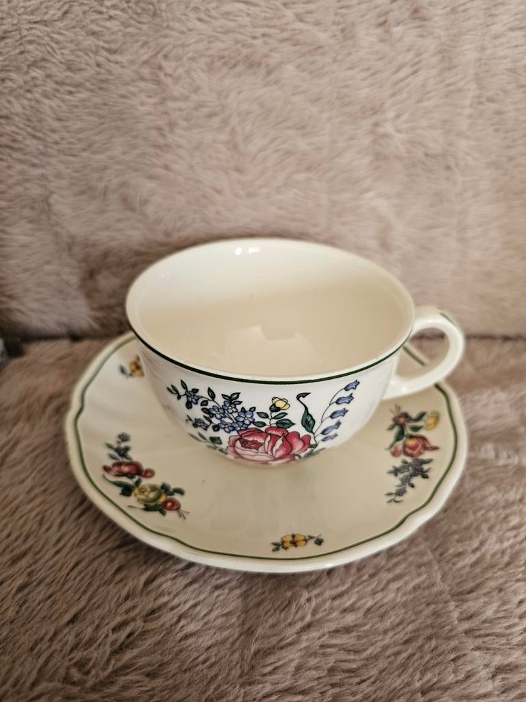 Villeroy & Boch Alt Straßburg kop en schotel vintage bloemen, Antiek en Kunst, Ophalen of Verzenden
