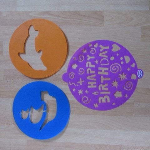 3x sjabloon voor bijv taart: boot, dolfijn, happy birthday, Kunststof, Ophalen of Verzenden, Overige merken, Overige typen