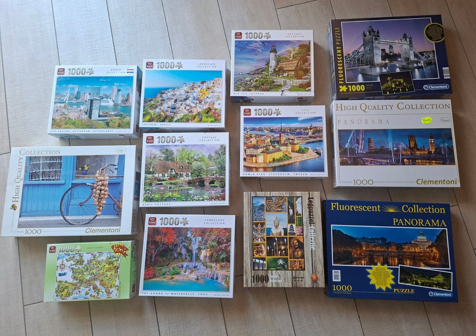 Puzzels 500 en 1000 stukjes: €1,- per stuk, Ophalen, 500 t/m 1500 stukjes, Zo goed als nieuw, Legpuzzel