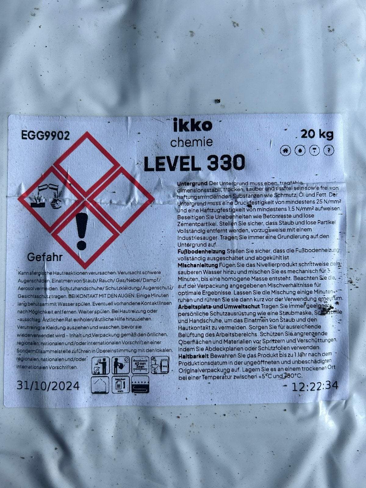 22 zakken Ikko Chemie Level 330 egaline + 5L Uni Grunt, Doe-het-zelf en Verbouw, Overige Doe-het-zelf en Verbouw, Ophalen, Nieuw