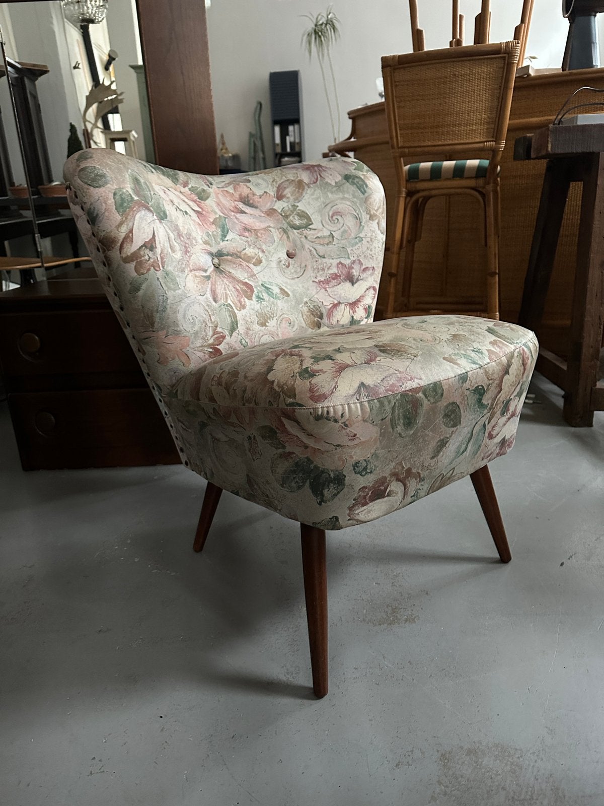 SALE: cocktail chair, vintage brocante fauteuil, club chair, Huis en Inrichting, Fauteuils, Ophalen, Gebruikt, I, 75 tot 100 cm