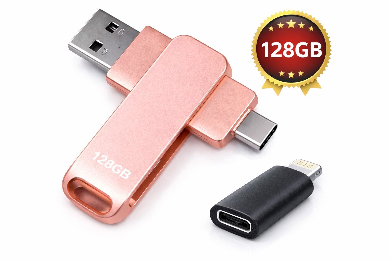 128 GB roze 3-in-1 USB Stick Universeel, Ophalen of Verzenden, Nieuw, 128 GB