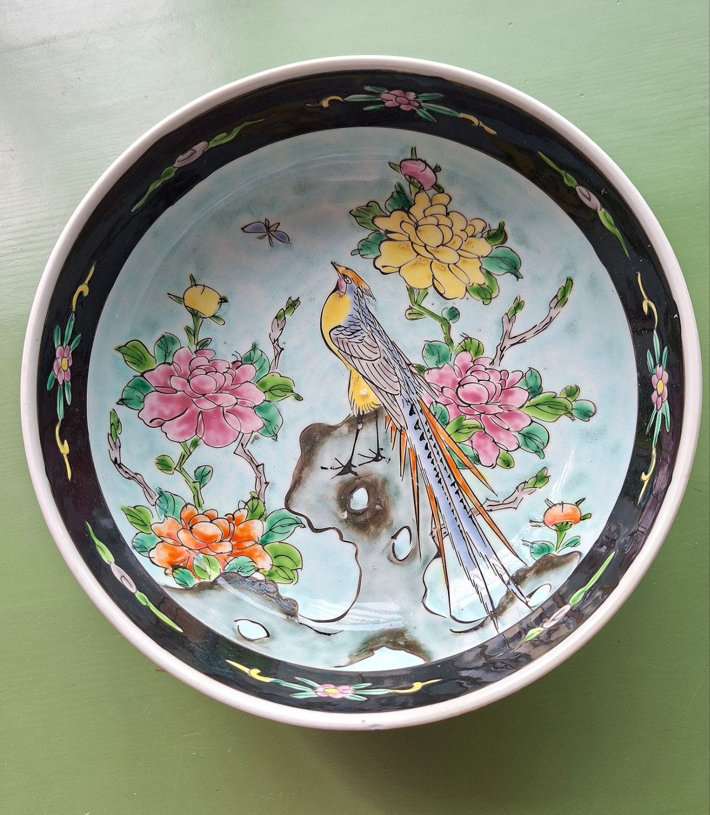 Vintage Japanse porseleinen schaal paradijsvogeĺ, Ophalen of Verzenden