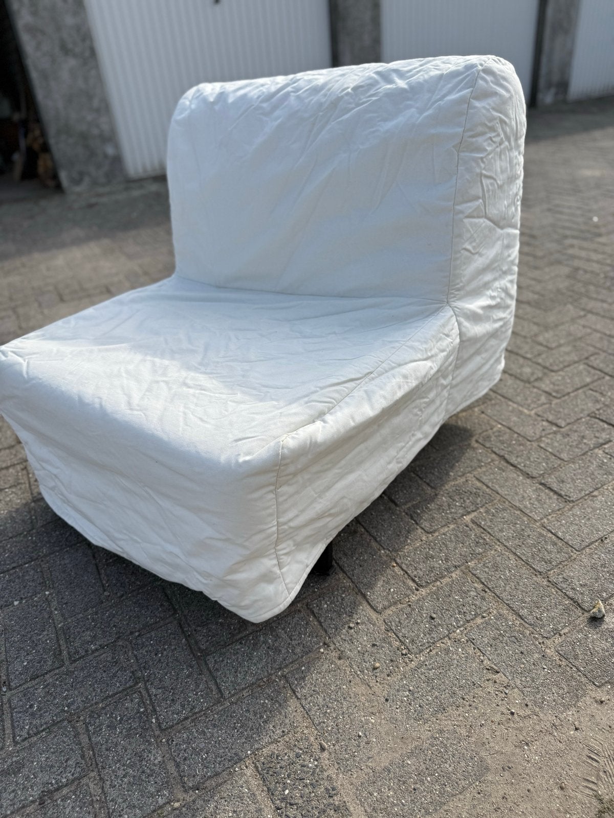 IKEA LYCKSELE LÖVÅS slaapstoel - Wit/Grijs, Ophalen, Gebruikt, Eenpersoons, Wit