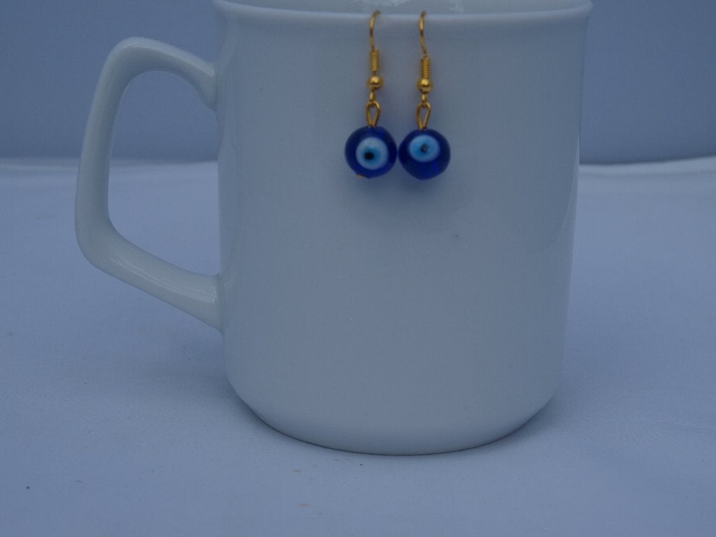 Oorbellen met boze oog kraal, Overige materialen, Hangers, Blauw, Nieuw