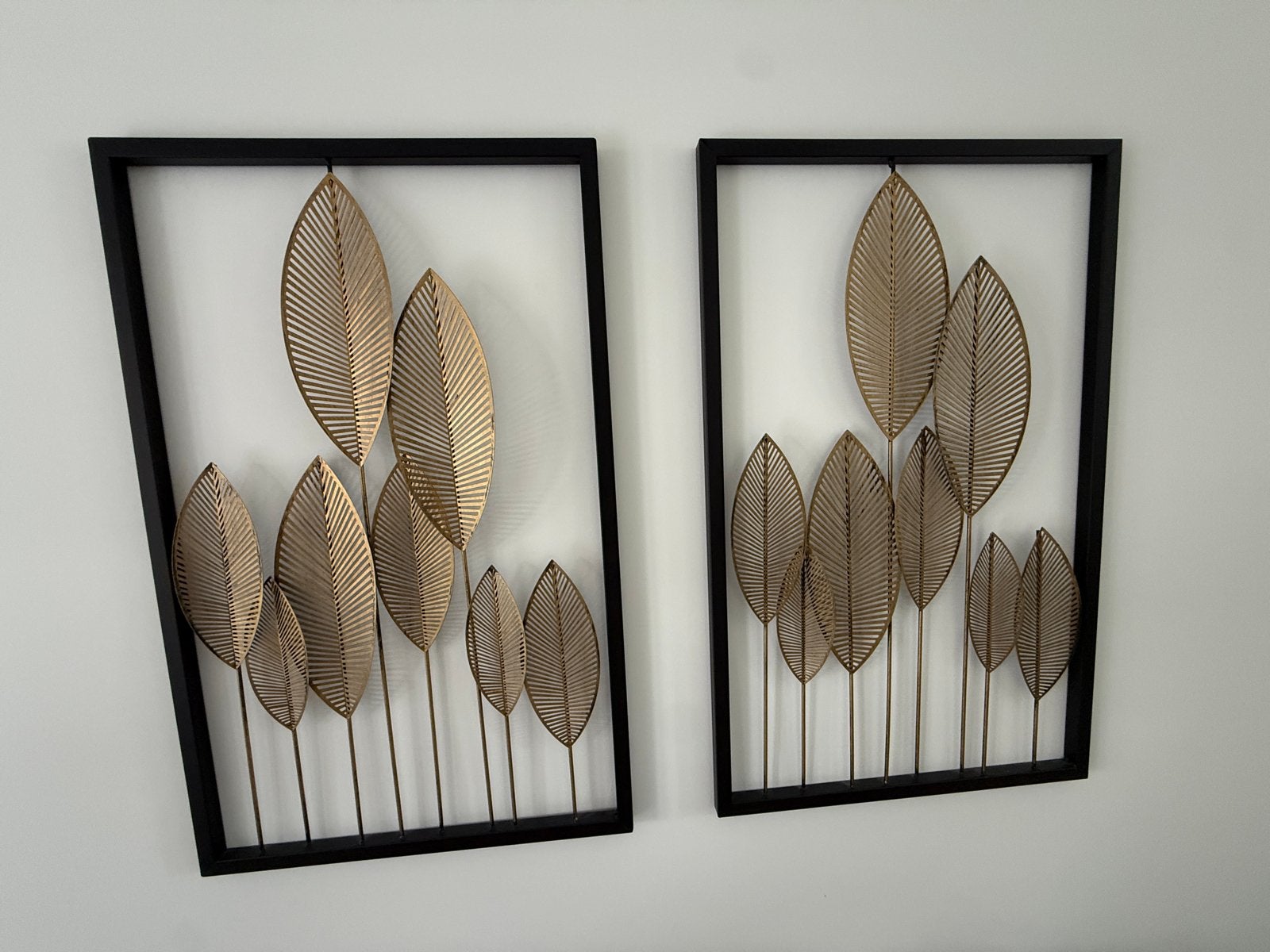 Wanddecoraties met gouden bladeren, Huis en Inrichting, Woonaccessoires | Wanddecoraties, Ophalen, Metaal, Wandsculptuur, Ingelijst
