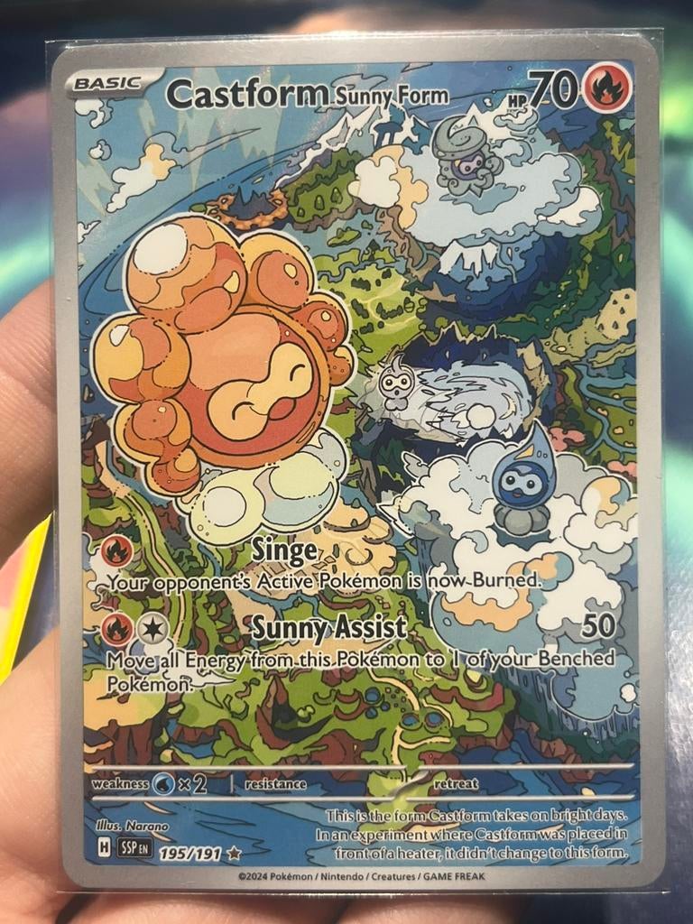 Castform Sunny Form Surging Sparks Illustration Rare, Ophalen of Verzenden, Nieuw