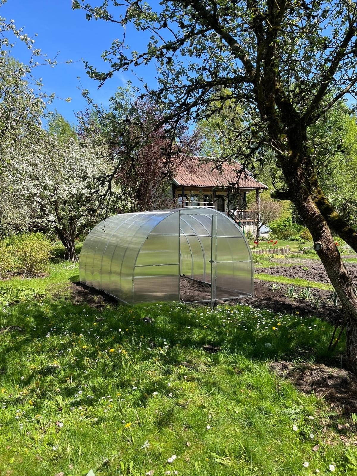 Ruime tunnelkas met polycarbonaat panelen, Staal, Polycarbonaat, Ophalen of Verzenden, Kweekkas