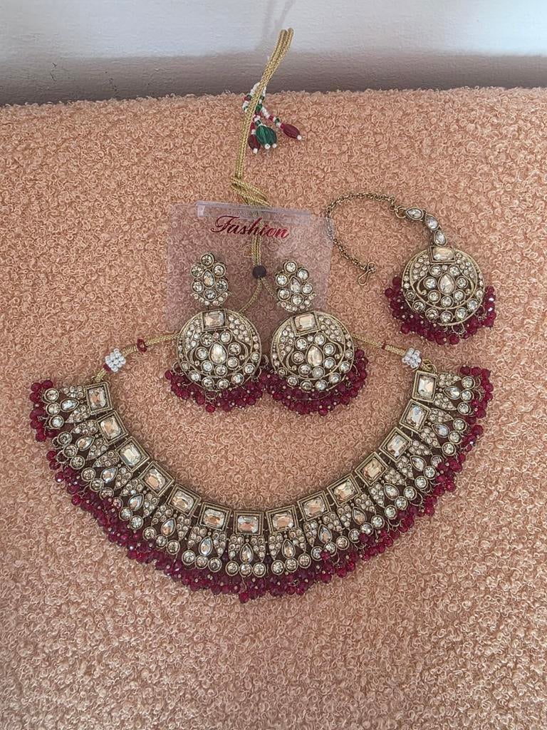 Rode ketting set, Ophalen of Verzenden, Rood, Overige materialen