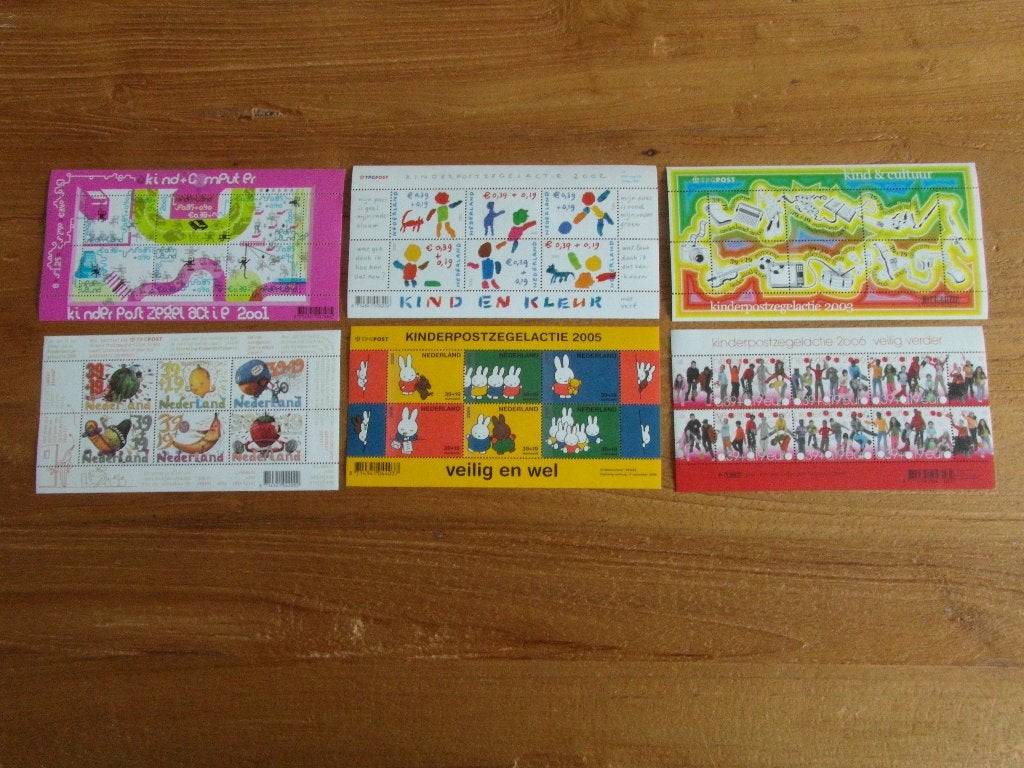Postfrisse Velletjes Kinderzegels 2001 t/m 2006, Postzegels en Munten, Postzegels | Nederland, Ophalen of Verzenden, Na 1940, Postfris