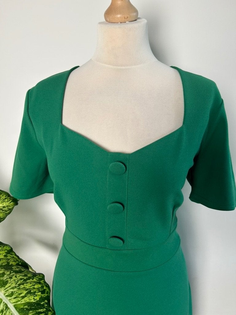 Vintage Chic maat 16 44 retro groene koker jurk 3516, Maat 42/44 (L), Ophalen of Verzenden, Zo goed als nieuw, Vintage Chic