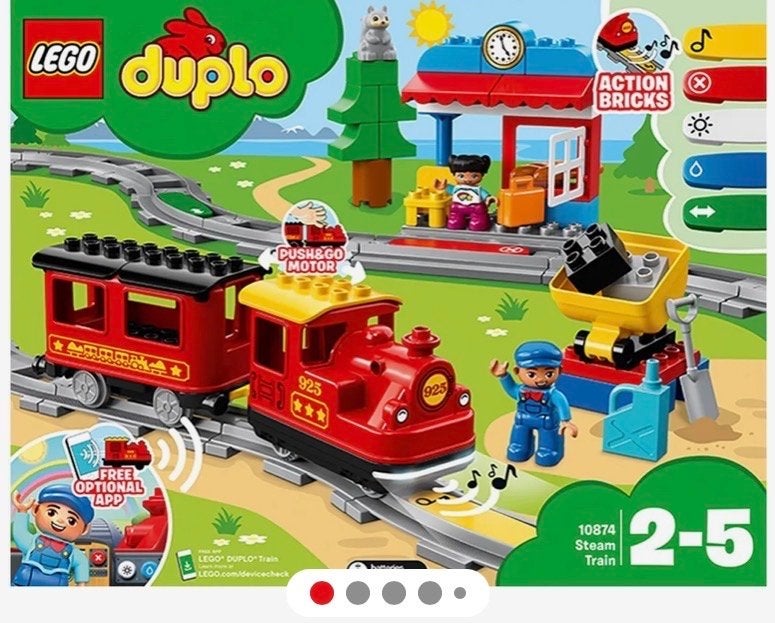 LEGO Duplo Stoomtrein 10874 met rails en figuren, Ophalen, Zo goed als nieuw, Overige merken