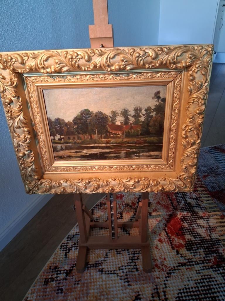 Schilderij L. Stutterheim - Olieverf op paneel (34x23 cm), Antiek en Kunst, Ophalen of Verzenden