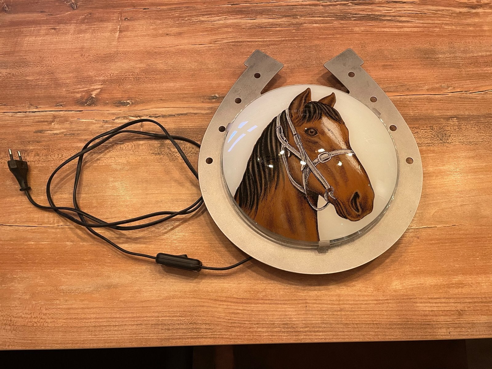 Unieke lamp met paardenafbeelding en hoefijzer design, Ophalen, Meerkleurig, Metaal, Landelijk