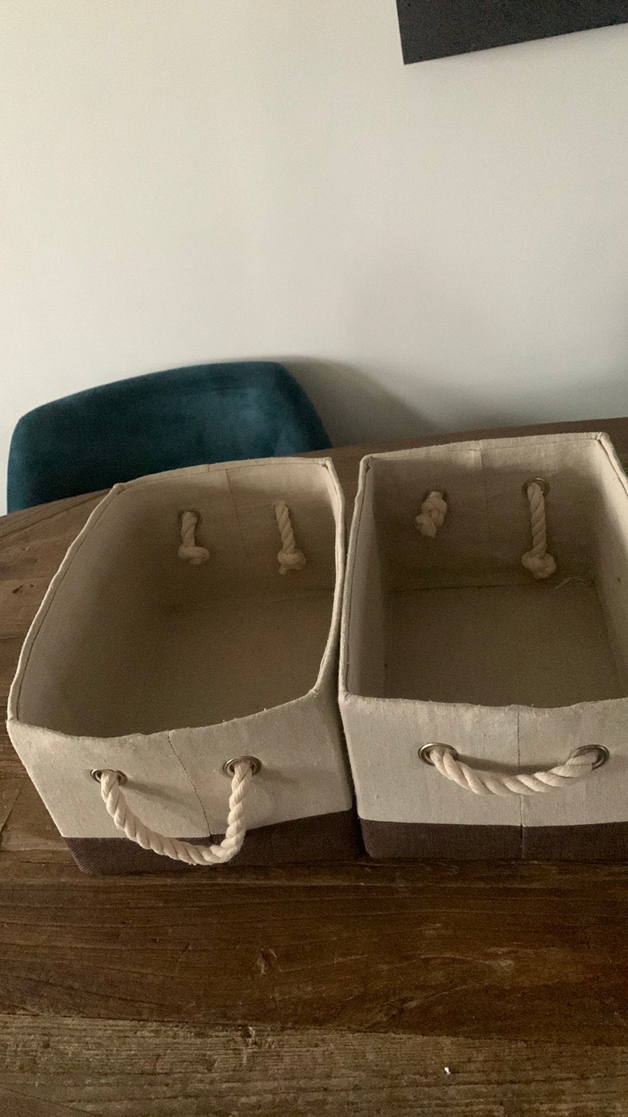 2 x  stoffen  mandjes, Ophalen, Gebruikt, Rechthoekig, Riet