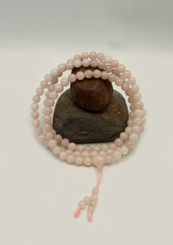 Tibetaanse rozenkwarts gebedsmala, Sieraden, Tassen en Uiterlijk, Kettingen, Overige materialen, Verzenden, Nieuw, Nepalhandwerk.nl