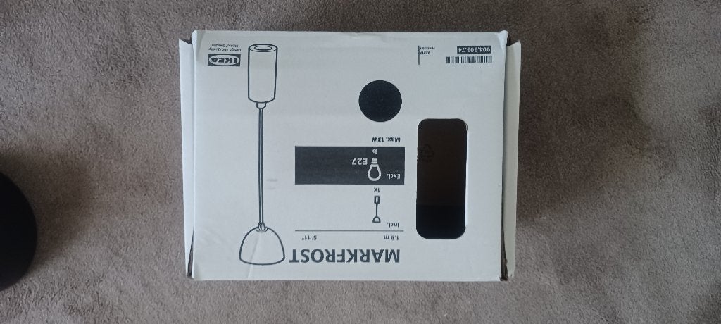 Nieuwe IKEA MARKFROST tafellamp zwart marmer + MOLNART LED, Nieuw, Glas, Industriëel, E27 (groot)