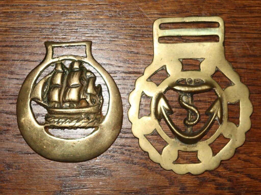 messing kleppermannetjes anker schip, horse brass geel koper, Antiek en Kunst, Antiek | Koper en Brons, Verzenden, Koper