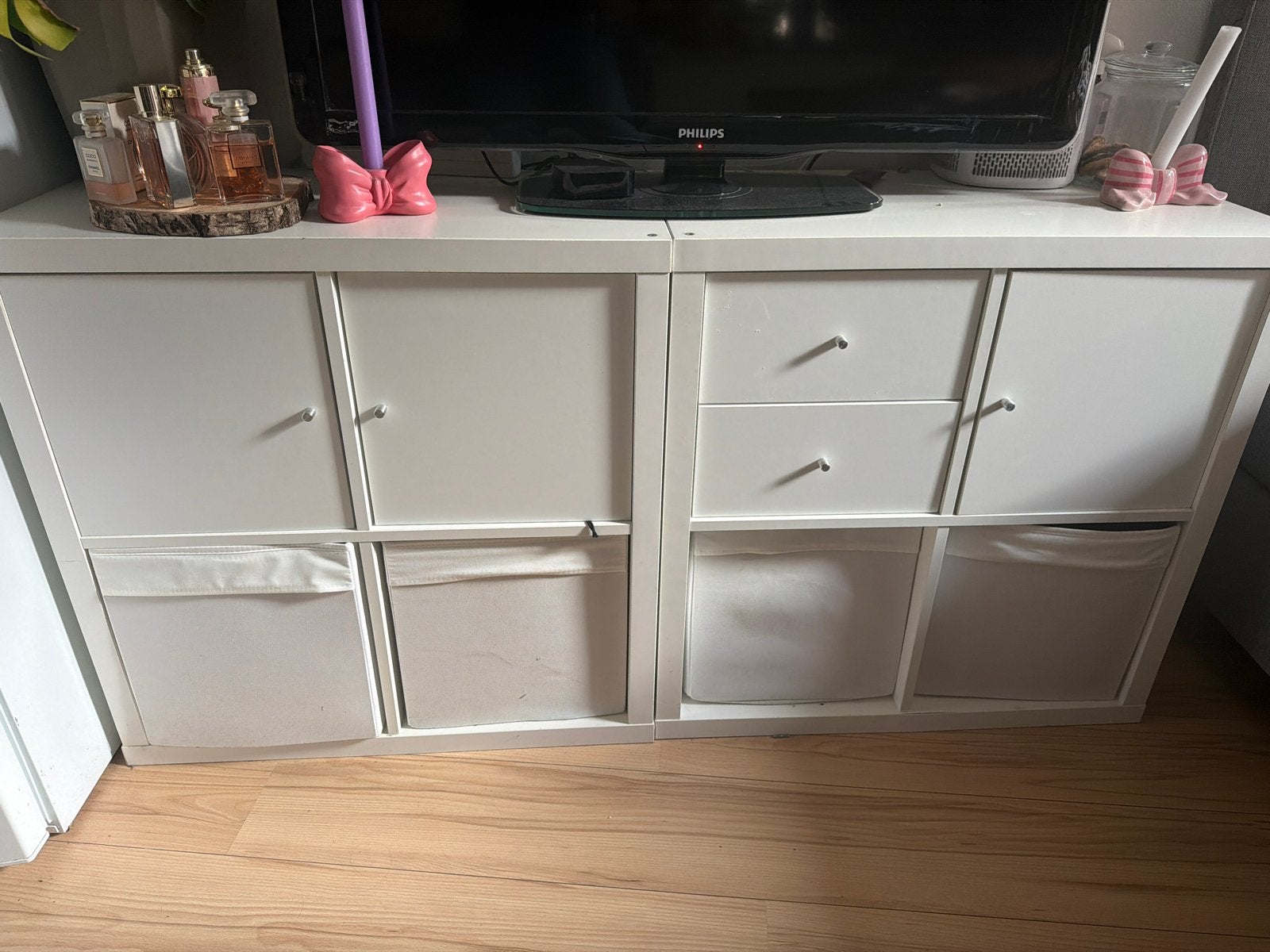 2x 4 vaks Witte Kallax Kast met Deuren en Lades - IKEA, Ophalen, Gebruikt