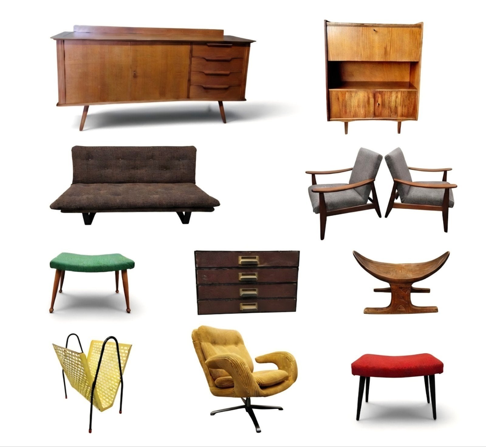 vintage design bank dressoir draaistoel bankje krukje  etc