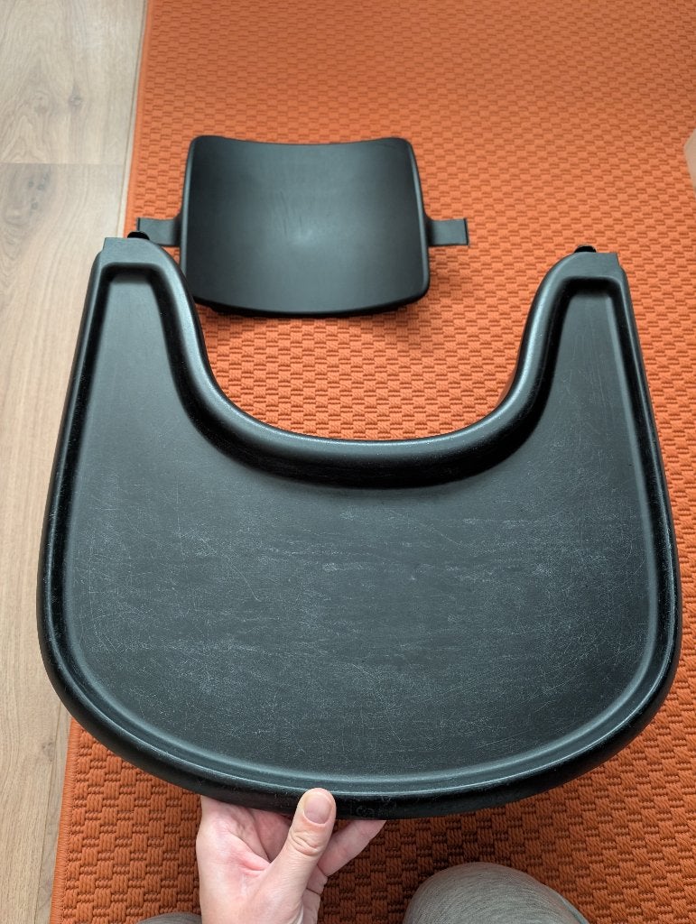 Stokke Tripp Trapp Babyset & Stokke Tray zwart, Ophalen, Gebruikt, Meegroeistoel, Afneembaar eetblad