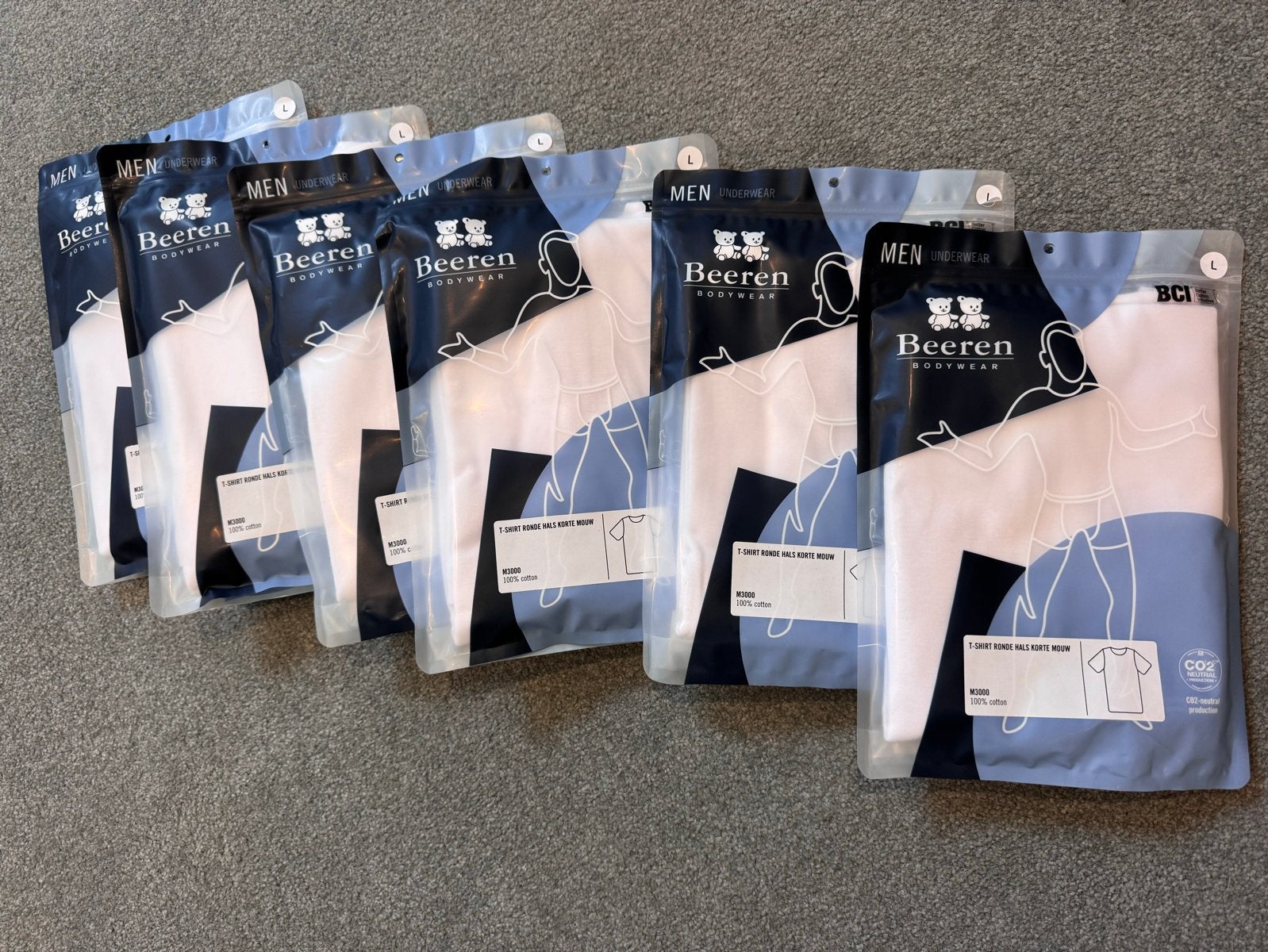 6x Beeren ondershirt wit, maat L, nieuw in verpakking, Kleding | Heren, Maat 52/54 (L), Wit, Beeren, Nieuw