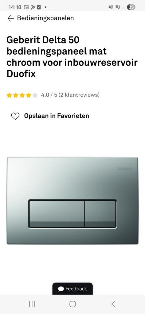 Geberit Delta 51 WC drukknop bedieningspaneel mat chroom, Doe-het-zelf en Verbouw, Sanitair, Ophalen of Verzenden, Nieuw, Chroom
