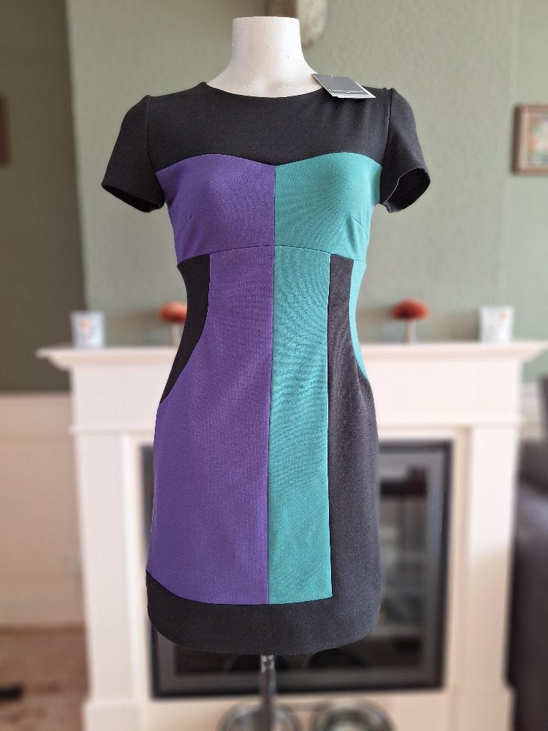 Sandro Ferrone colour blok jurk nieuw IT42 NL 36, Kleding | Dames, Maat 38/40 (M), Sandro Ferrone, Zo goed als nieuw, Knielengte