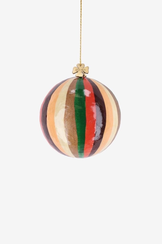 Sissy Boy kerstbal ornament papier maché streep, Diversen, Ophalen of Verzenden, Zo goed als nieuw