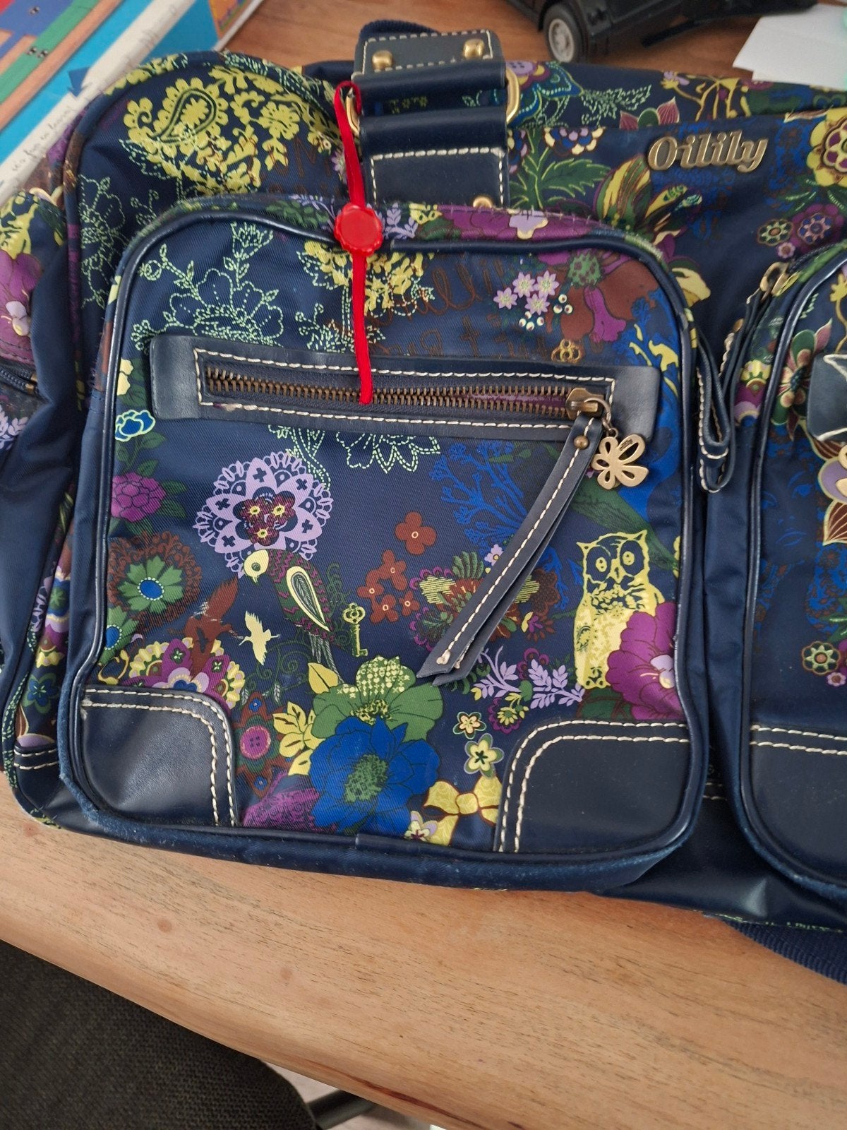 Oilily Schoudertas - Blauw met Bloemenprint, Ophalen of Verzenden, Gebruikt, Blauw, Schoudertasje