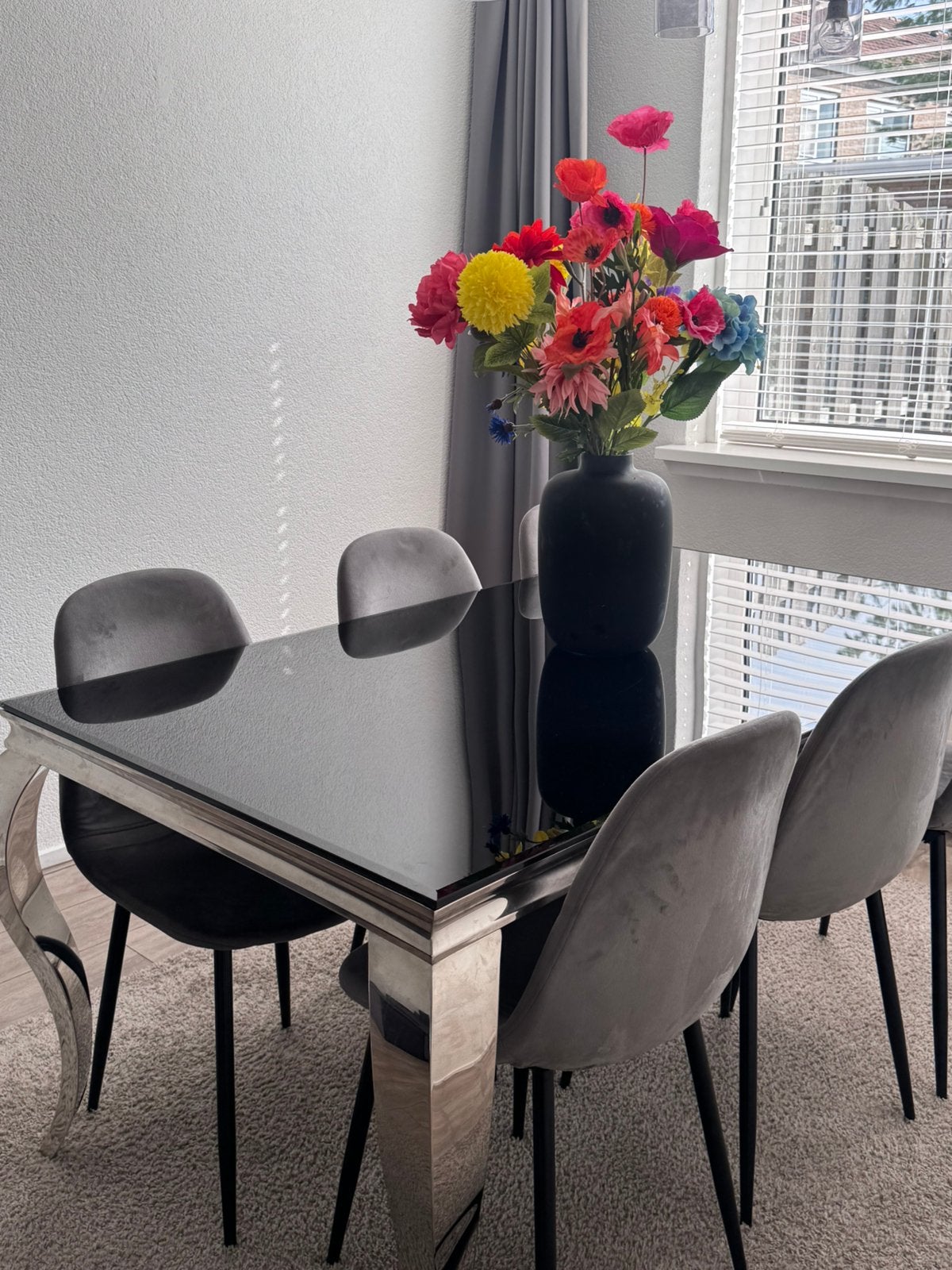 Eettafel + 6 stoelen > MOET VOOR ZONDAG WEG, Ophalen, Zo goed als nieuw, Rechthoekig, 50 tot 100 cm