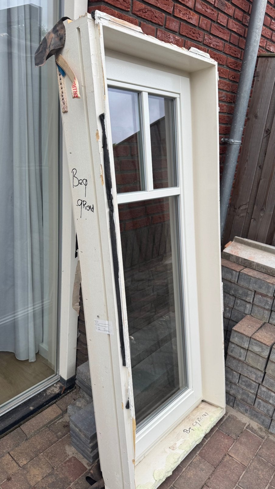 Hout kozijn met HR++ glas, Ophalen, Zo goed als nieuw, Wit, Kunststof