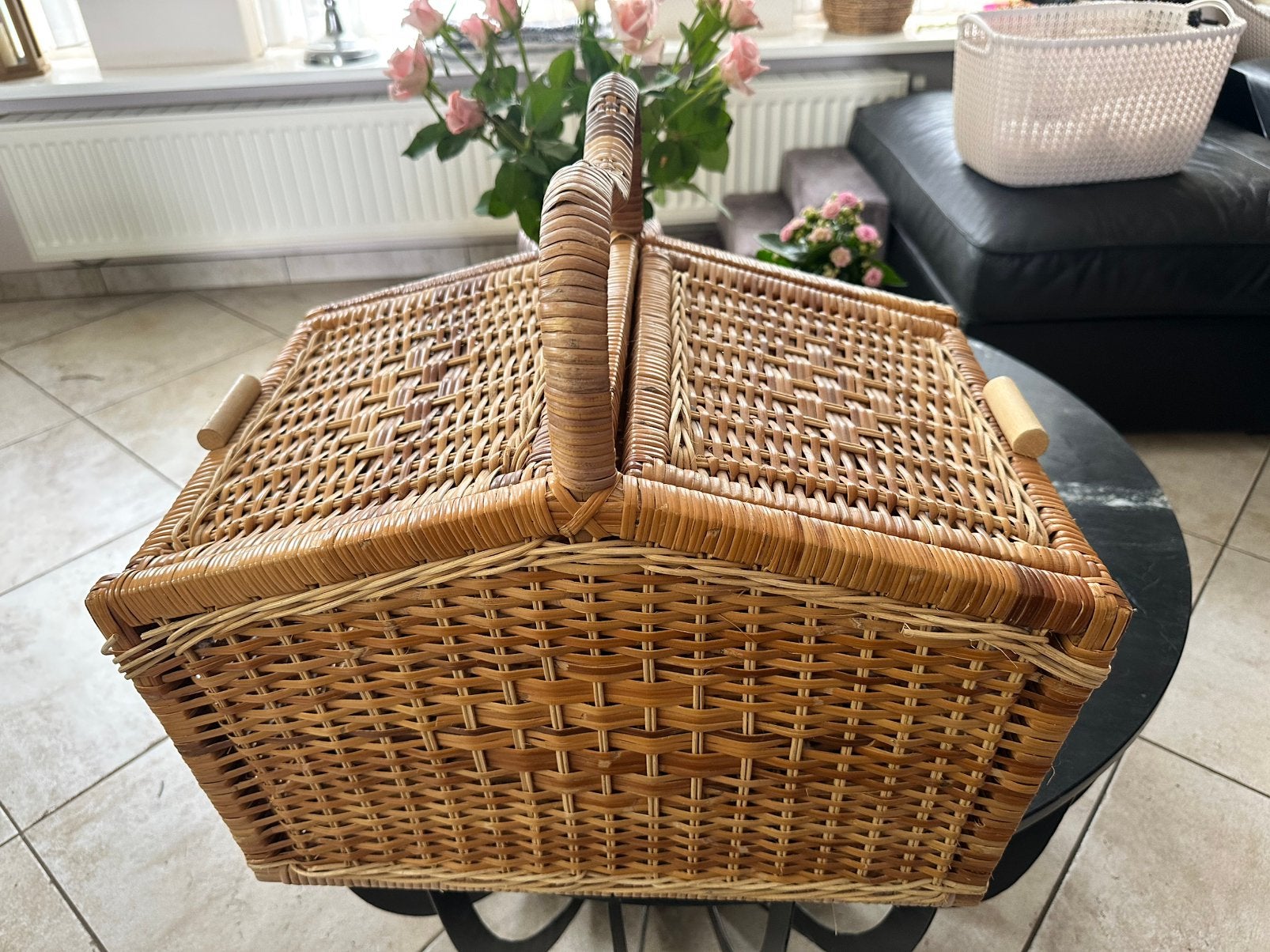 Picknickmand, Ophalen of Verzenden, Zo goed als nieuw, Rechthoekig, Riet