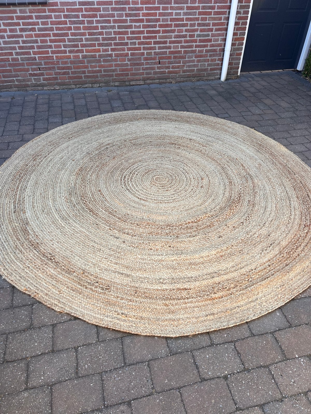 Groot rond rotan vloerkleed - 280 cm, Ophalen, Gebruikt, Beige, Rond